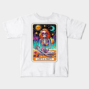 Life's A Party Skeleton Enjoying Summer with Sunglasses Kids T-Shirt